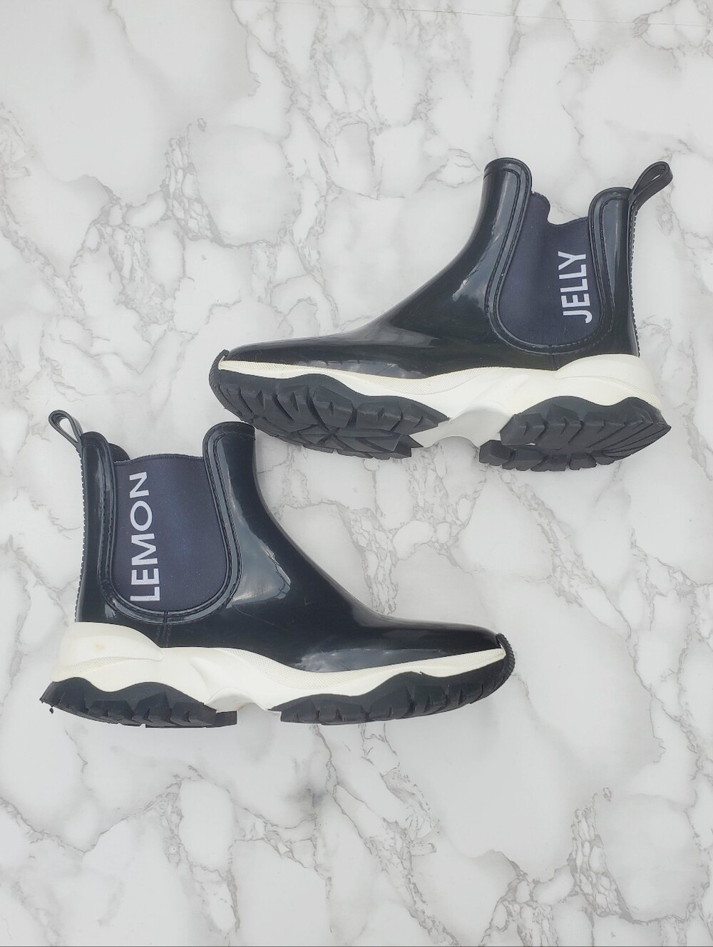 Lemon Jelly Jayden Black Chunky Rain Boots Size 37 (Fits US 5.5 / 6)